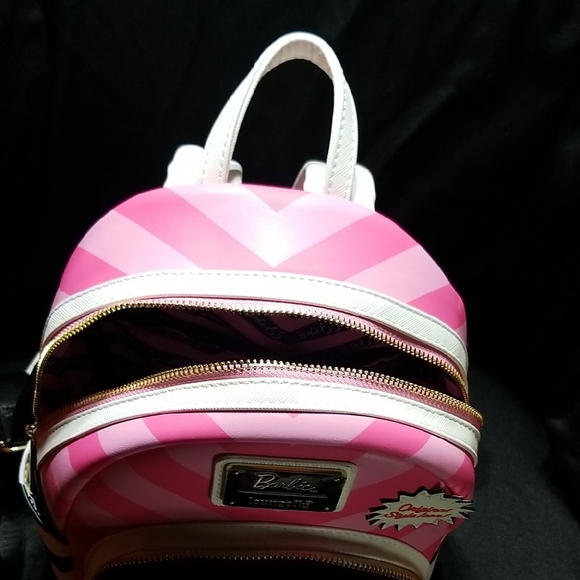 Loungefly Barbie Pink and Black Chevron Backpack main image 5